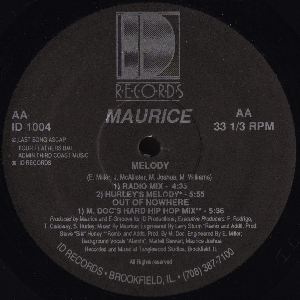 Maurice Joshua - Out Of Nowhere / Melody, Electronic, Hip-House, House, 1991 - ID Records, US, Vinyl 1x 12", 33 ⅓ RPM