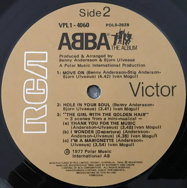 ABBA - The Album, Electronic, Pop, Rock, Ballad, Classic Rock, Disco, Europop, 1977 - Polar, RCA Victor, Australia & New Zeal