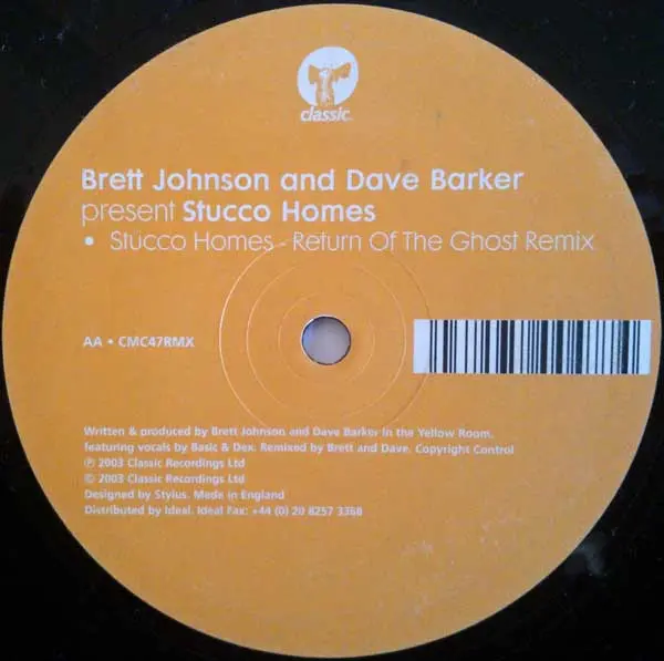 Brett Johnson And Dave Barker - Stucco Homes, Electronic, House, 2003 - Classic, UK, Vinyl 1x 12", 33 ⅓ RPM