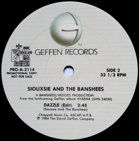 Siouxsie & The Banshees - Dear Prudence / Dazzle (Edit), Rock, New Wave, 1984 - Geffen Records, Wonderland (3), US, Vinyl 1x 