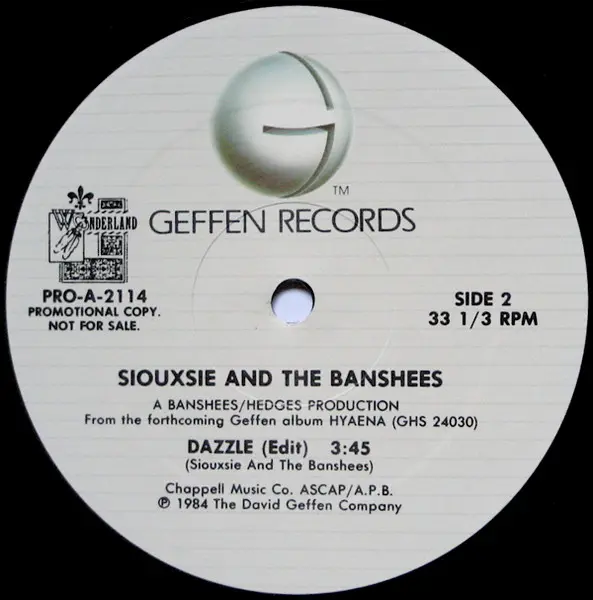 Siouxsie & The Banshees - Dear Prudence / Dazzle (Edit), Rock, New Wave, 1984 - Geffen Records, Wonderland (3), US, Vinyl 1x 