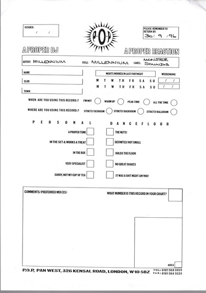 Millennium (4) - Millennium (The Theme), Electronic, House, 1996 - Monster Sounds, UK, Vinyl 1x 12"