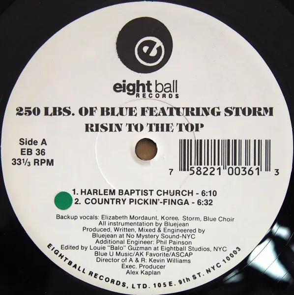250 Lbs. Of Blue Featuring Coree Storm - Risin To The Top, Electronic, Garage House, 1994 - Eightball Records, US, Vinyl 1x 1