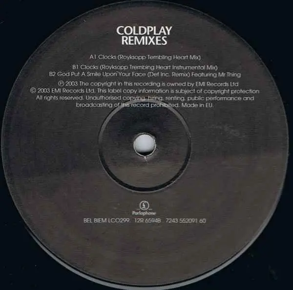 Coldplay - Remixes, Electronic, Downtempo, Electro, 2003 - Parlophone, Europe, Vinyl 1x 12", 33 ⅓ RPM, 45 RPM, Limited Editio