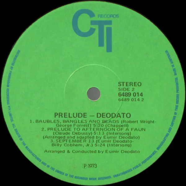 Eumir Deodato - Prelude, Funk / Soul, Jazz, 1973 - CTI Records, Australia, Vinyl 1x LP, Album Gatefold