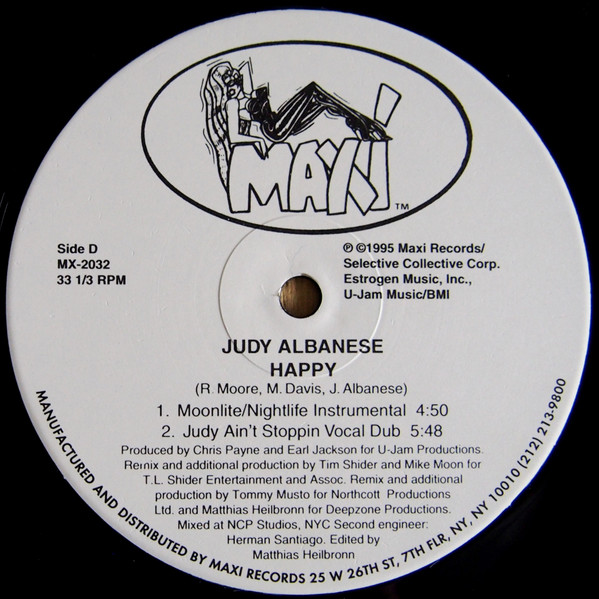 Judy Albanese - Happy, Electronic, Hip Hop, Deep House, 1995 - Maxi Records, US, Vinyl 2x 12", 33 ⅓ RPM, Maxi-Single