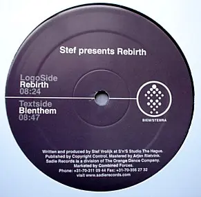 Stef Vrolijk - Rebirth, Electronic, Deep House, Progressive Trance, Tech House, 2001 - Sadie Records, Netherlands, Vinyl 1x 1