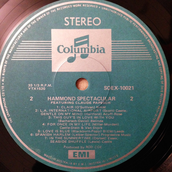 Claude Papesch - Hammond Spectacular, Blues, Funk / Soul, Jazz, Jazz-Funk, 1973 - Columbia, Australia, Vinyl 1x Album, LP