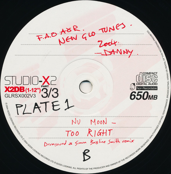 Pariah / Nu-Moon - Studio-X2 X2DB (Part 3/3), Electronic, Drum n Bass, 2004 - Good Looking Records, UK, Vinyl 1x 12", 45 RPM