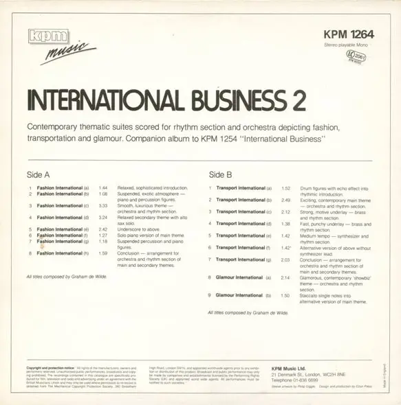 Graham De Wilde - International Business 2, Electronic, Funk / Soul, Jazz, Pop, Easy Listening, 1981 - KPM Music, UK, Vinyl 1
