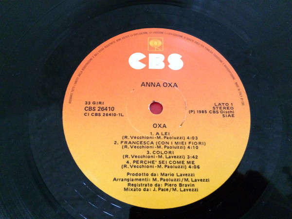 Anna Oxa - Oxa, Pop, Vocal, 1985 - CBS, Italy, Vinyl 1x LP, Album