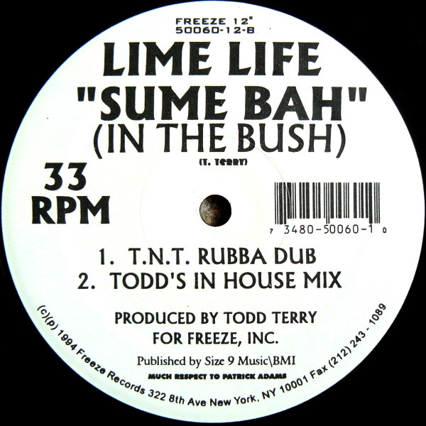 Lime Life - Sume Bah (In The Bush), Electronic, House, 1994 - Freeze Records, US, Vinyl 1x 12", 45 RPM, 33 ⅓ RPM