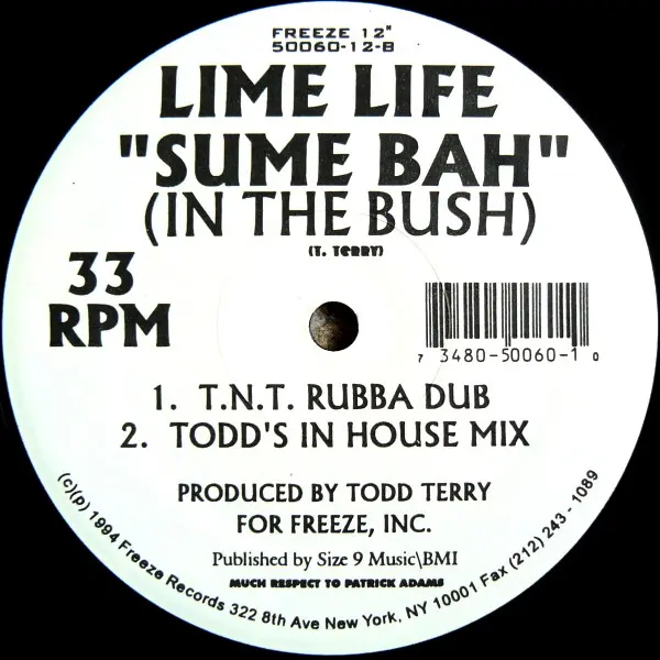 Lime Life - Sume Bah (In The Bush), Electronic, House, 1994 - Freeze Records, US, Vinyl 1x 12", 45 RPM, 33 ⅓ RPM