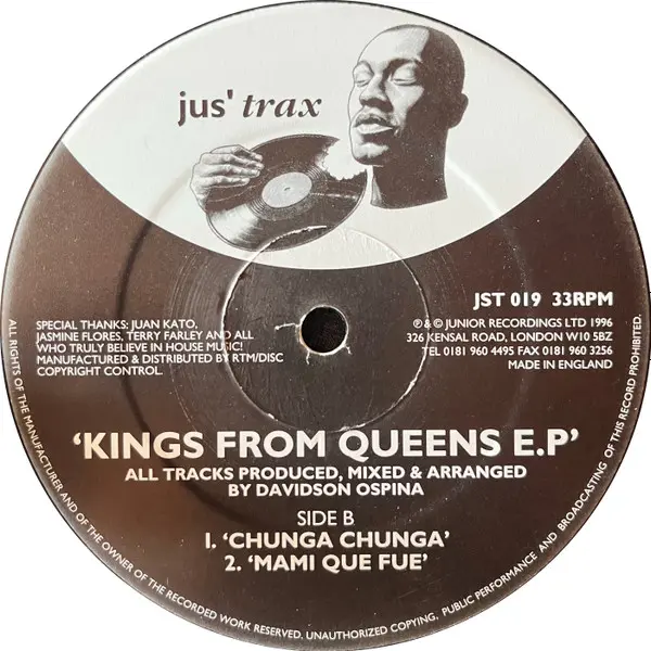 Davidson Ospina - Kings From Queens E.P, Electronic, House, 1996 - Jus' Trax, UK, Vinyl 1x 12", EP, 33 ⅓ RPM