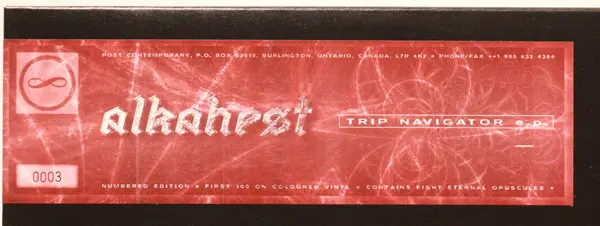Alkahest - Trip Navigator EP, Electronic, Acid, IDM, Techno, 1996 - Post Contemporary, Canada, Vinyl 1x 12", EP, Limited Edit