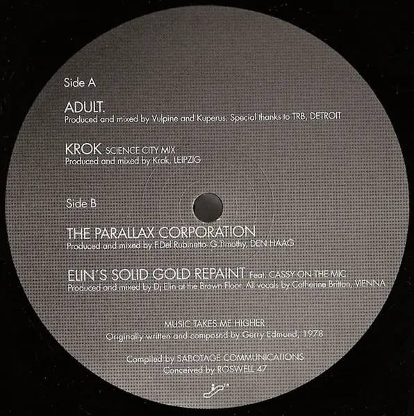 Ganymed - Music Takes Me Higher - The Ganymed Mixes, Electronic, Electro, House, 1999 - Sabotage Recordings, Austria, Vinyl 1