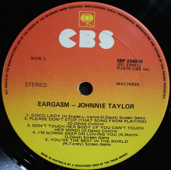 Album cover for Eargasm by Johnnie Taylor