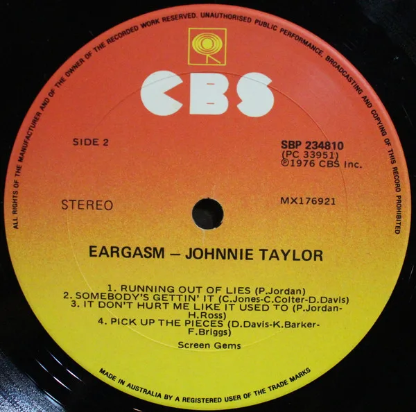 Album cover for Eargasm by Johnnie Taylor