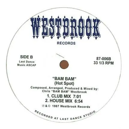 Bam Bam - Hot Spot, Electronic, House, 2014 - Westbrook Records, UK, Vinyl 1x 12", 33 ⅓ RPM, Reissue