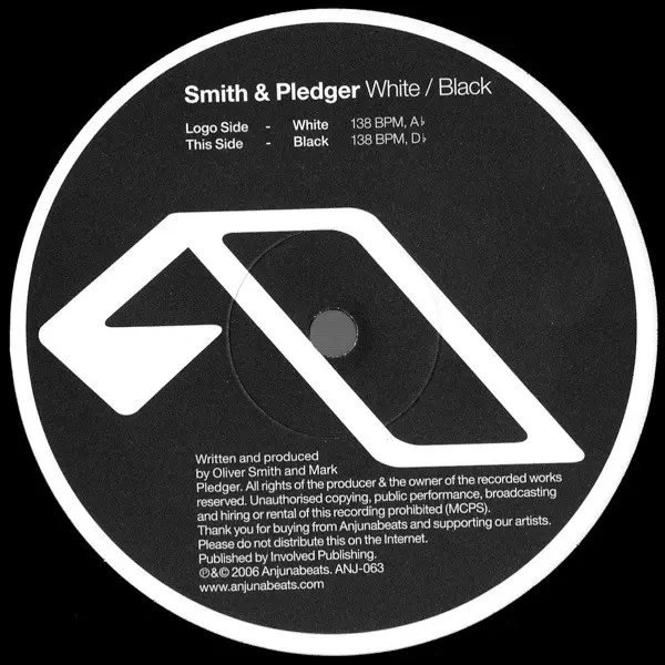 Smith & Pledger - White / Black, Electronic, Trance, 2006 - Anjunabeats, UK, Vinyl 1x 12", 33 ⅓ RPM