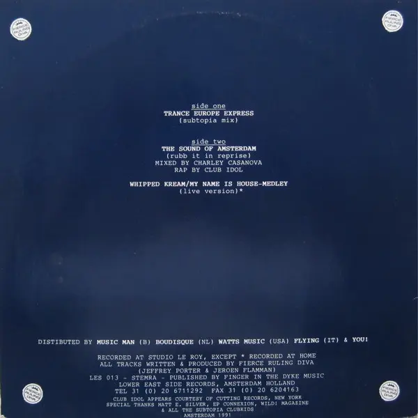 Fierce Ruling Diva - Trance Europe Express, Electronic, House, Techno, 1991 - Lower East Side Records, Netherlands, Vinyl 1x 