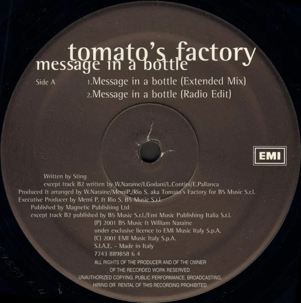 Album cover for Message In A Bottle by Tomato's Factory
