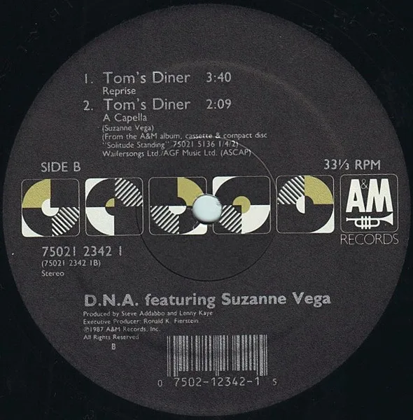 Album cover for Tom's Diner by DNA Featuring Suzanne Vega