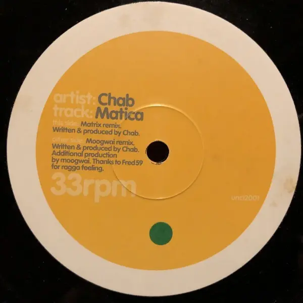 Chab - Matica, Electronic, Progressive House, Progressive Trance, 2000 - Undercurrent Recordings, UK, Vinyl 1x 12", 33 ⅓ RPM