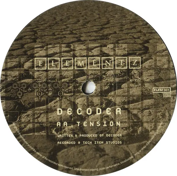 Decoder - Fuse / Tension, Electronic, Drum n Bass, 1997 - Elementz, UK, Vinyl 1x 12", 45 RPM