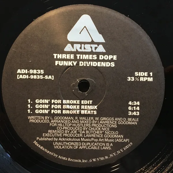 Album cover for Funky Dividends by Three Times Dope