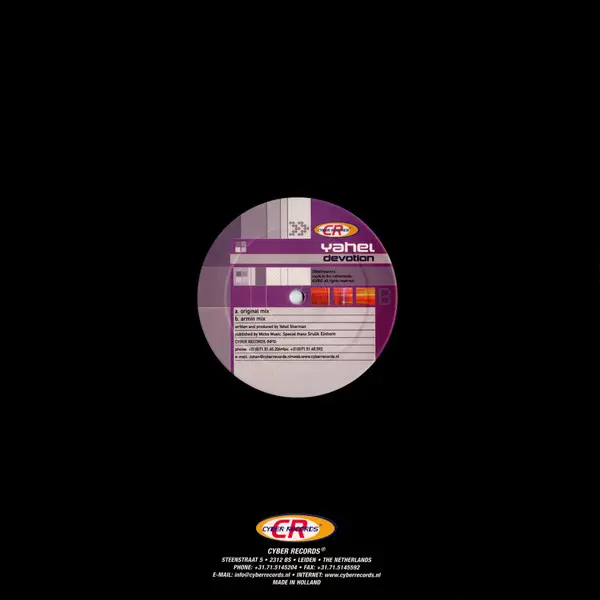 Yahel - Devotion, Electronic, Trance, 2000 - Cyber Records, Netherlands, Vinyl 1x 12", 45 RPM