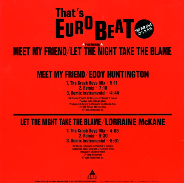 Album cover for Meet My Friend (Remix) / Let The Night The Blame (Remix) by Eddy Huntington / Lorraine McKane