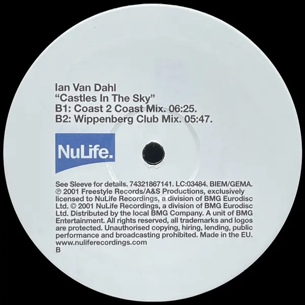 Ian Van Dahl - Castles In The Sky, Electronic, Trance, 2001 - NuLife, UK, Vinyl 1x 12", 33 ⅓ RPM, Single