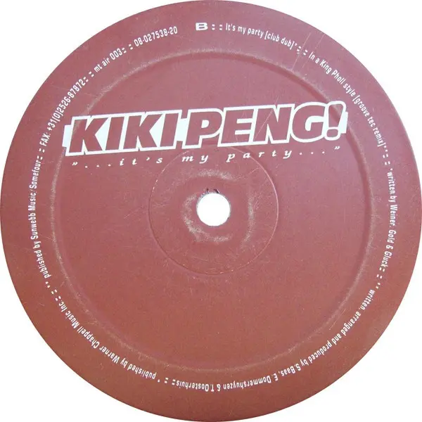 Kiki Peng! - It's My Party, Electronic, Tech House, 1995 - mt air, Netherlands, Vinyl 1x 12"