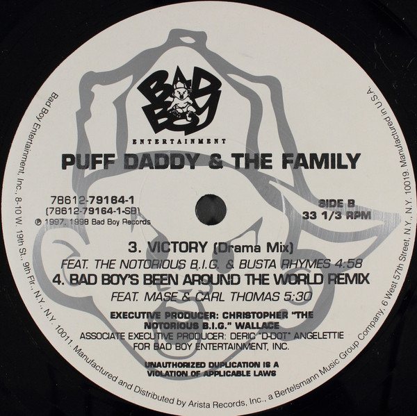 Puff Daddy & The Family - Victory (Remixes), Hip Hop, 1998 - Bad Boy Entertainment, US, Vinyl 1x 12", 33 ⅓ RPM, Single