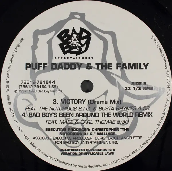 Puff Daddy & The Family - Victory (Remixes), Hip Hop, 1998 - Bad Boy Entertainment, US, Vinyl 1x 12", 33 ⅓ RPM, Single