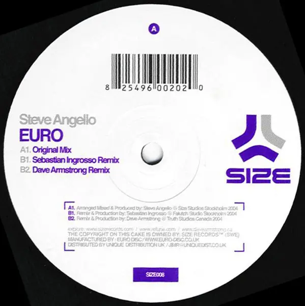 Steve Angello - Euro, Electronic, House, Tech House, 2004 - Size Records, Sweden, Vinyl 1x 12"