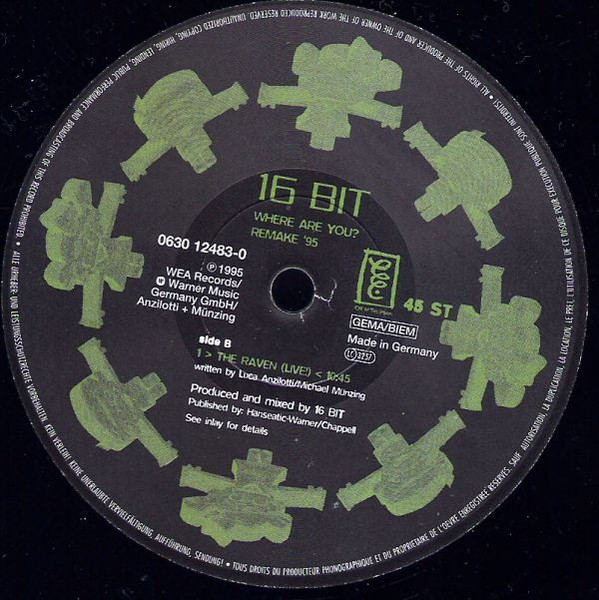 16 Bit - Where Are You? (Remake '95), Electronic, Pop, Synth-pop, Trance, 1995 - Eye Of The Storm, Germany, Vinyl 1x 12", 45 