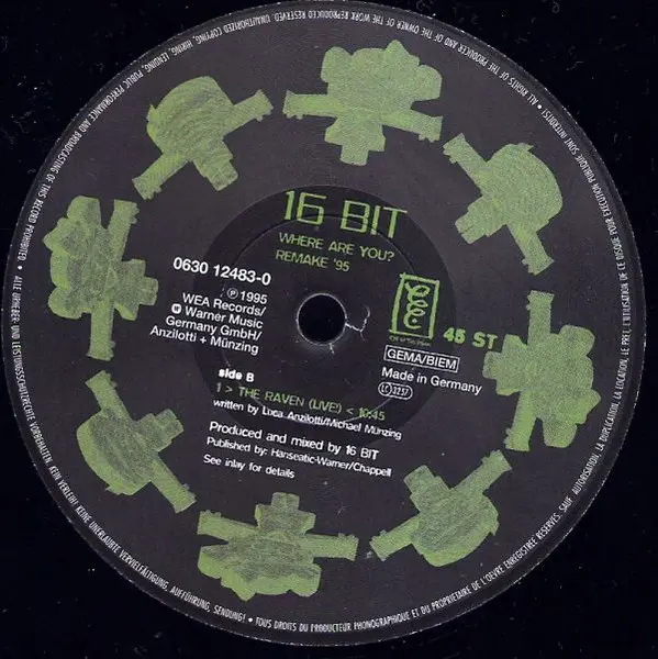 16 Bit - Where Are You? (Remake '95), Electronic, Pop, Synth-pop, Trance, 1995 - Eye Of The Storm, Germany, Vinyl 1x 12", 45 