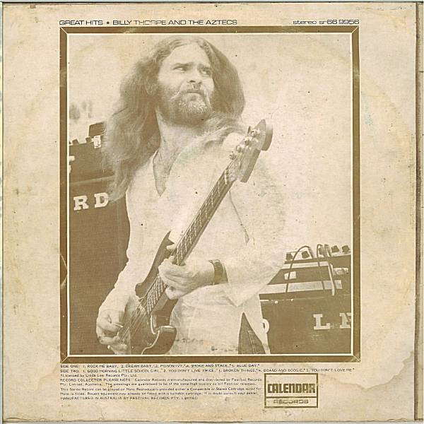 Billy Thorpe And The Aztecs - Great Hits, Blues, Rock, Blues Rock, 1972 - Calendar Records (2), Australia, Vinyl 1x LP, Compi