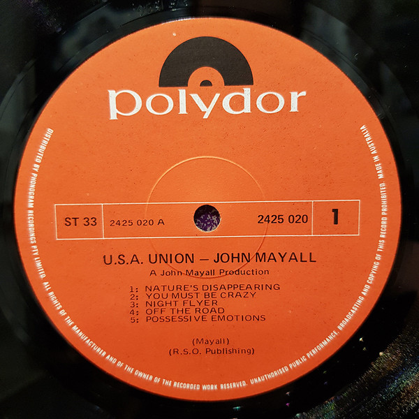 John Mayall - U.S.A. Union, Blues, Rock, Blues Rock, Electric Blues, 1970 - Polydor, Australia, Vinyl 1x LP, Album Gatefold