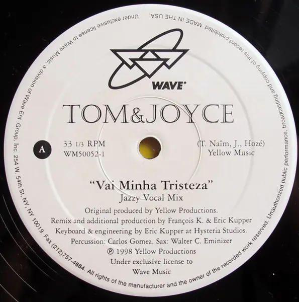 Album cover for Vai Minha Tristeza (Remixes By Francois K. & Eric Kupper) by Tom & Joyce
