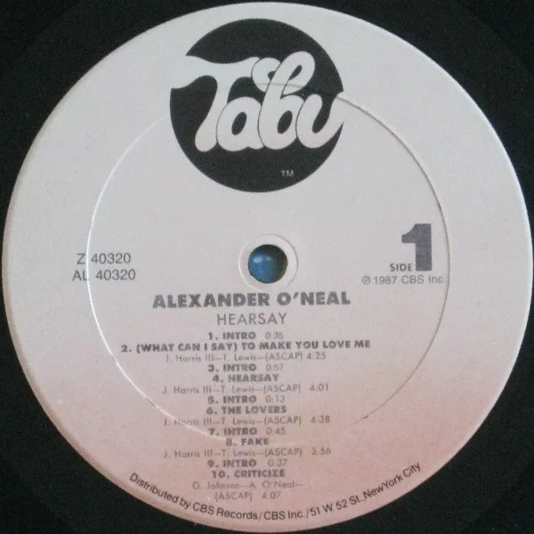 Album cover for Hearsay by Alexander O'Neal