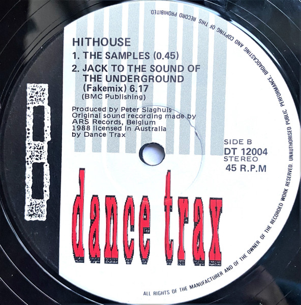 Hithouse - Jack To The Sound Of The Underground, Electronic, Acid House, 1988 - Central Station, Dance Trax (2), Australia, V