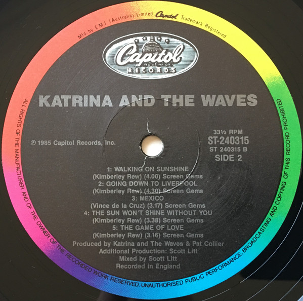 Katrina And The Waves - Katrina And The Waves, Rock, Pop Rock, Rock & Roll, 1985 - Capitol Records, Australia, Vinyl 1x LP, A