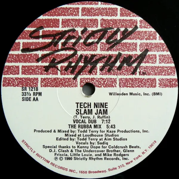 Tech Nine - Slam Jam, Electronic, Acid House, Breaks, House, 1990 - Strictly Rhythm, US, Vinyl 1x 12", 33 ⅓ RPM