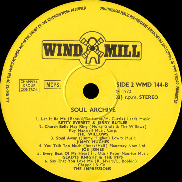 Various - Soul Archive, Funk / Soul, Soul, 1972 - Windmill (3), UK, Vinyl 1x LP, Compilation, Stereo