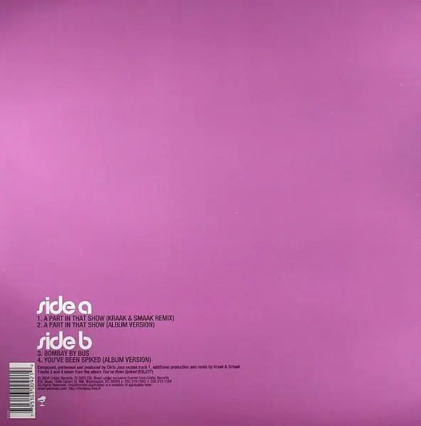 Chris Joss - A Part In That Show, Electronic, Acid Jazz, Downtempo, 2006 - Eighteenth Street Lounge Music, US, Vinyl 1x 12"