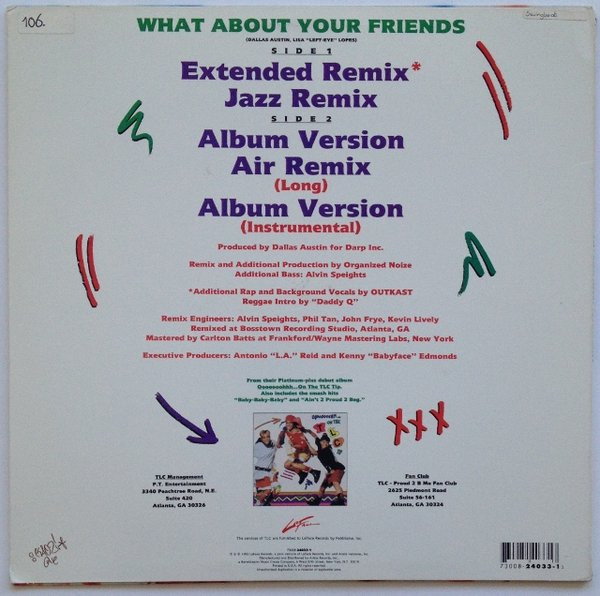 TLC - What About Your Friends, Hip Hop, 1992 - LaFace Records, US, Vinyl 1x 12", 33 ⅓ RPM Specialty Records Pressing
