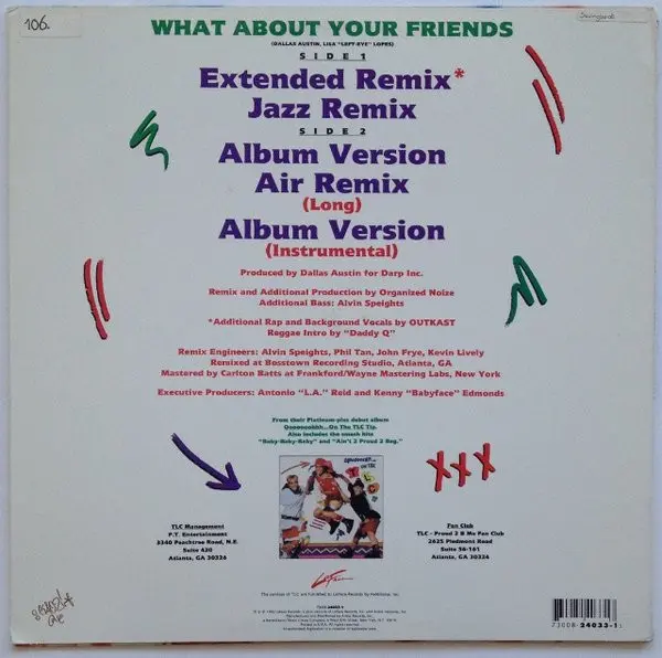 TLC - What About Your Friends, Hip Hop, 1992 - LaFace Records, US, Vinyl 1x 12", 33 ⅓ RPM Specialty Records Pressing